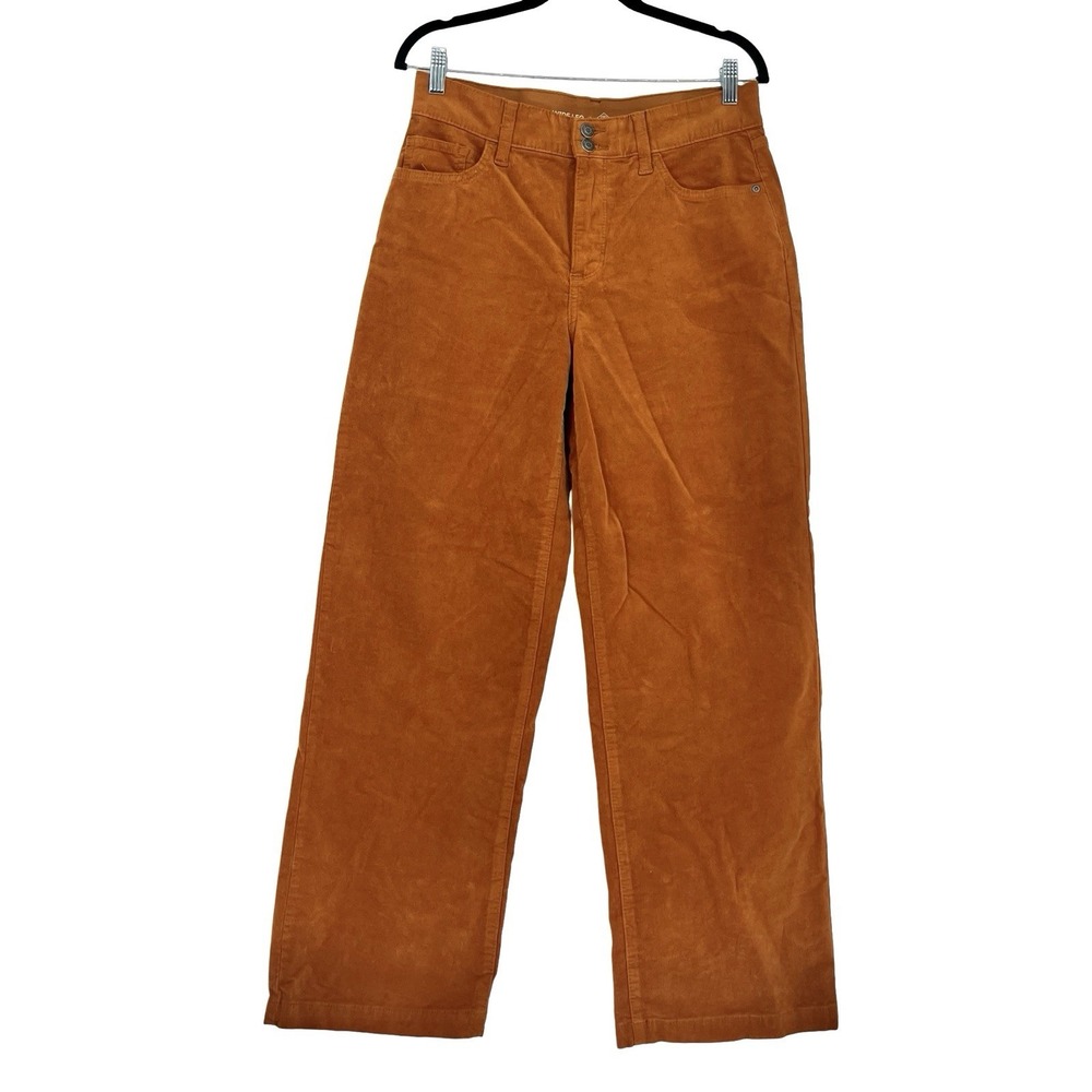 St Johns Bay Womens 10 Rust Orange Corduroy Wide Leg High Rise Pants 70s